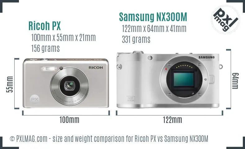 Ricoh PX vs Samsung NX300M size comparison