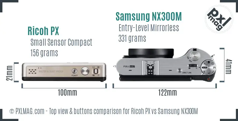 Ricoh PX vs Samsung NX300M top view buttons comparison