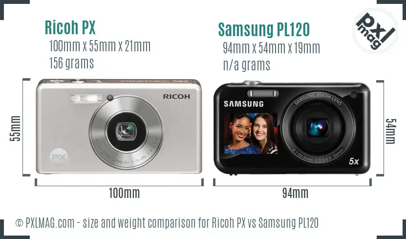 Ricoh PX vs Samsung PL120 size comparison