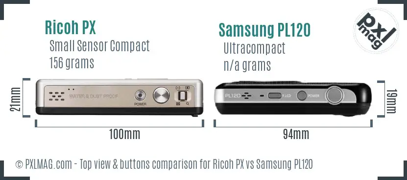 Ricoh PX vs Samsung PL120 top view buttons comparison