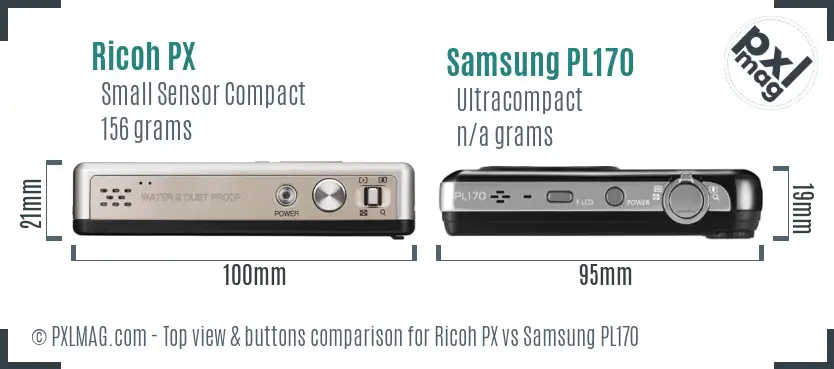 Ricoh PX vs Samsung PL170 top view buttons comparison