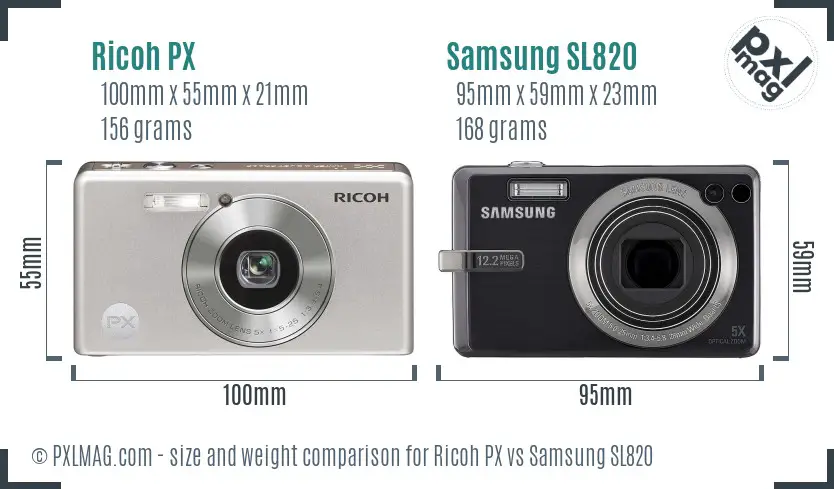 Ricoh PX vs Samsung SL820 size comparison