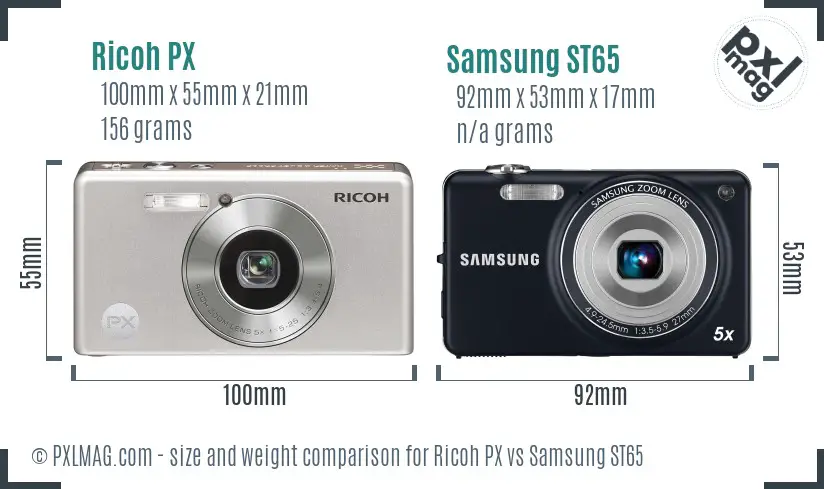 Ricoh PX vs Samsung ST65 size comparison