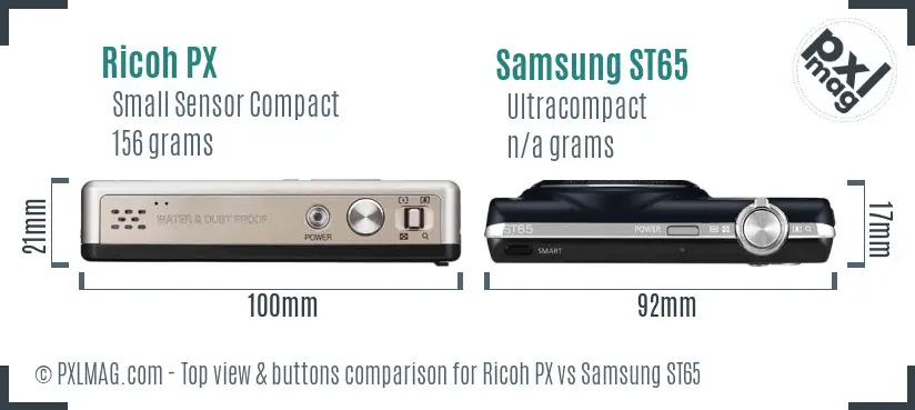 Ricoh PX vs Samsung ST65 top view buttons comparison