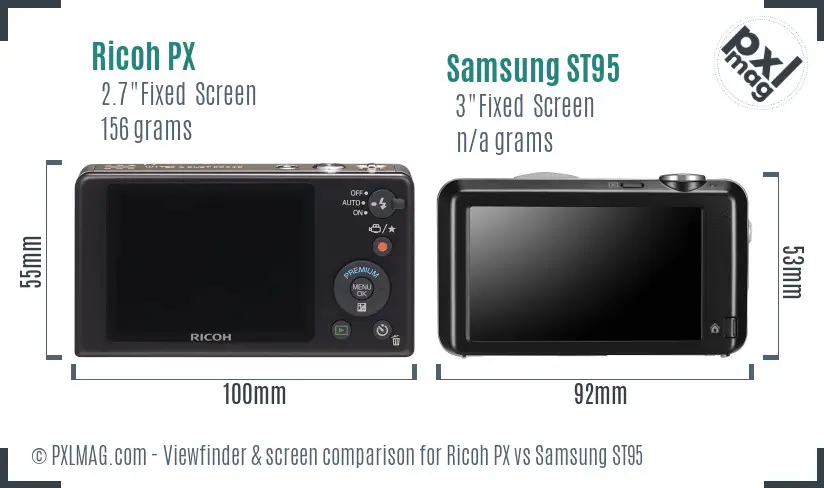 Ricoh PX vs Samsung ST95 Screen and Viewfinder comparison