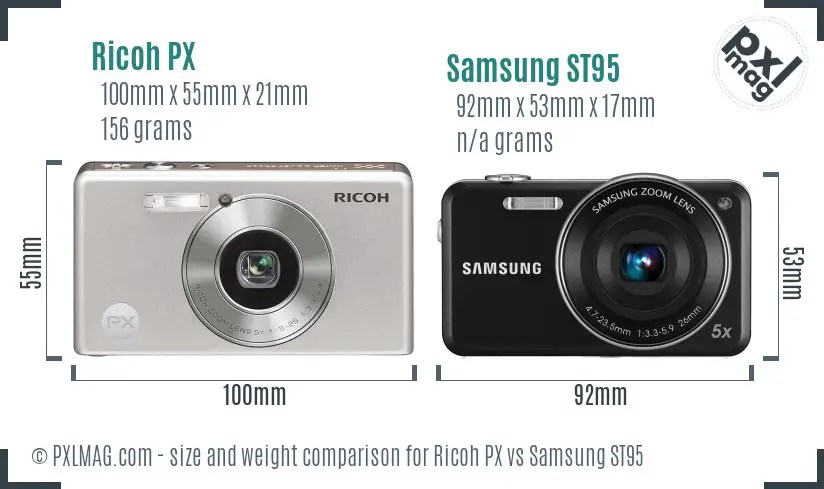 Ricoh PX vs Samsung ST95 size comparison