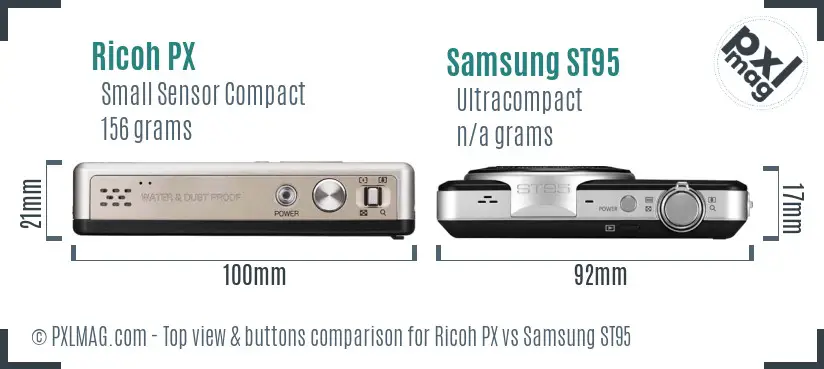Ricoh PX vs Samsung ST95 top view buttons comparison