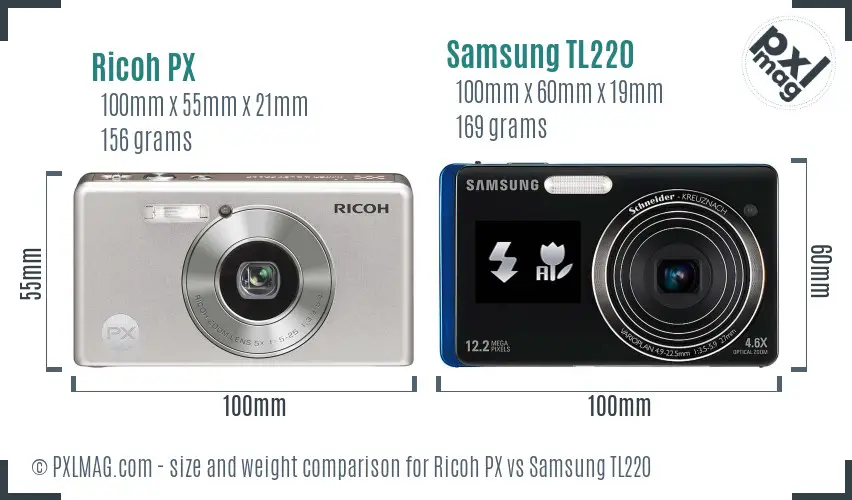 Ricoh PX vs Samsung TL220 size comparison