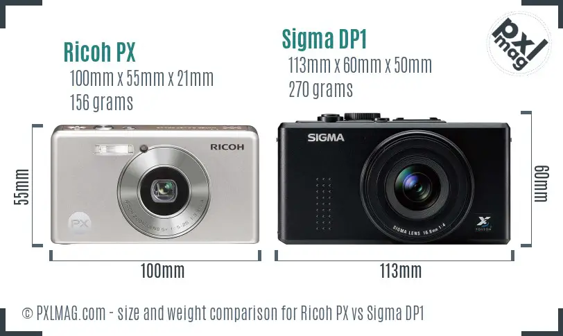 Ricoh PX vs Sigma DP1 size comparison