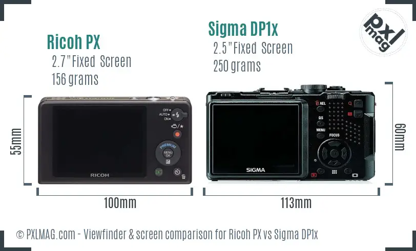 Ricoh PX vs Sigma DP1x Screen and Viewfinder comparison