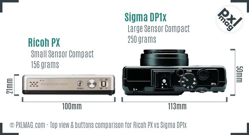 Ricoh PX vs Sigma DP1x top view buttons comparison