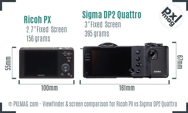 Ricoh PX vs Sigma DP2 Quattro Screen and Viewfinder comparison