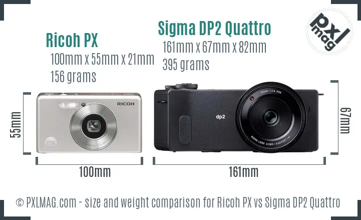 Ricoh PX vs Sigma DP2 Quattro size comparison