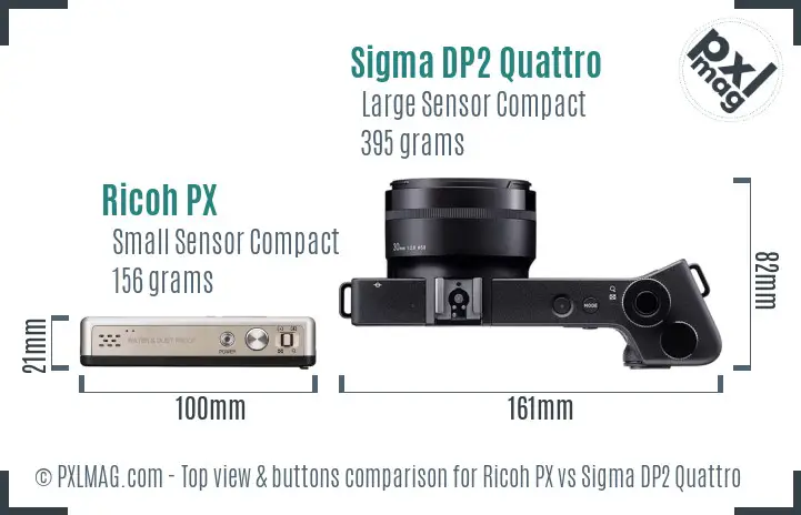 Ricoh PX vs Sigma DP2 Quattro top view buttons comparison