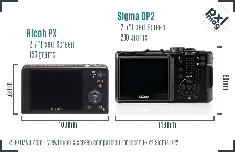 Ricoh PX vs Sigma DP2 Screen and Viewfinder comparison