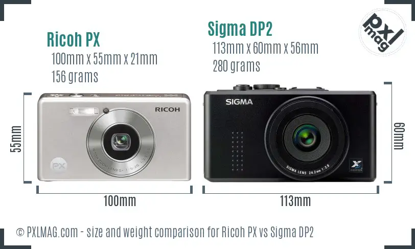 Ricoh PX vs Sigma DP2 size comparison