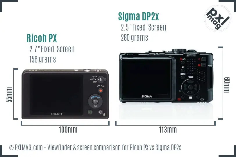 Ricoh PX vs Sigma DP2x Screen and Viewfinder comparison