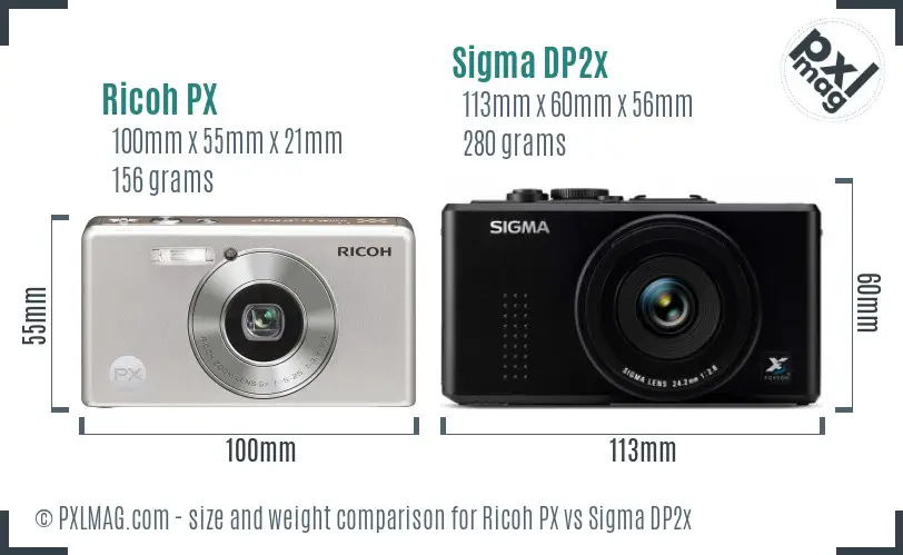 Ricoh PX vs Sigma DP2x size comparison