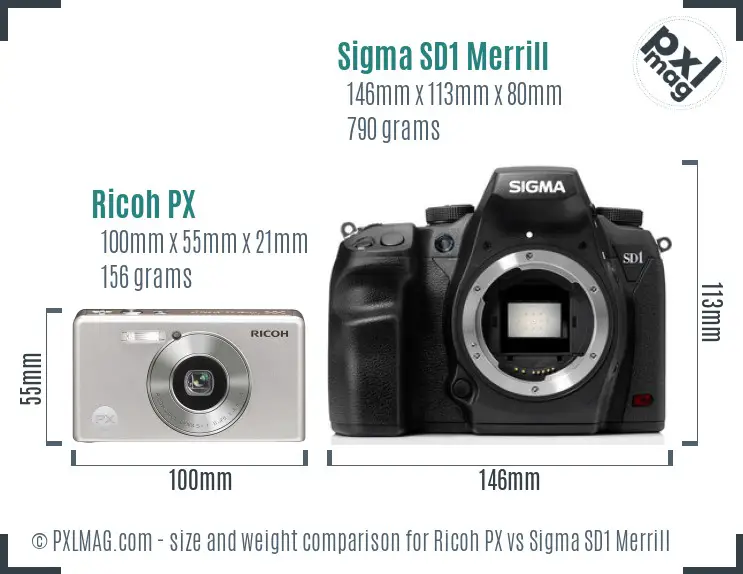 Ricoh PX vs Sigma SD1 Merrill size comparison