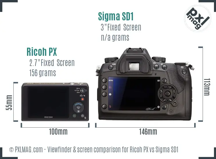 Ricoh PX vs Sigma SD1 Screen and Viewfinder comparison