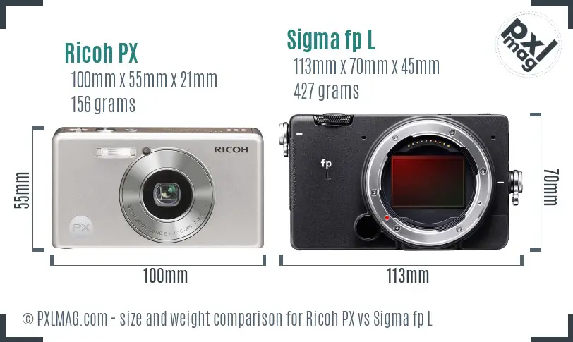 Ricoh PX vs Sigma fp L size comparison