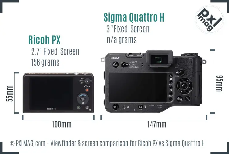 Ricoh PX vs Sigma Quattro H Screen and Viewfinder comparison