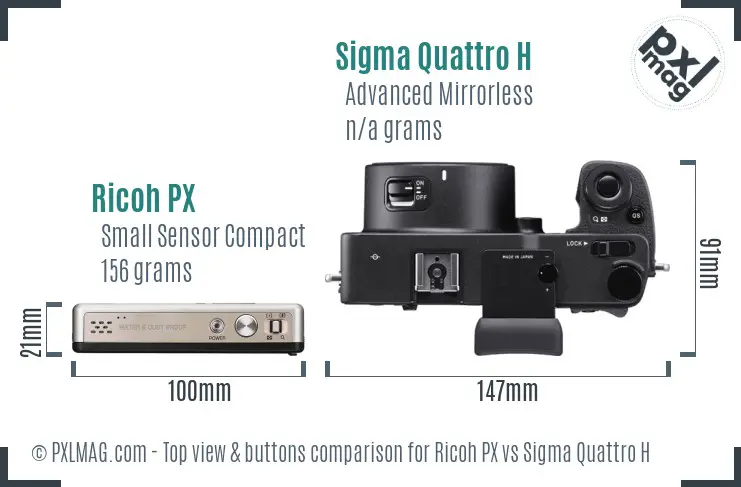 Ricoh PX vs Sigma Quattro H top view buttons comparison