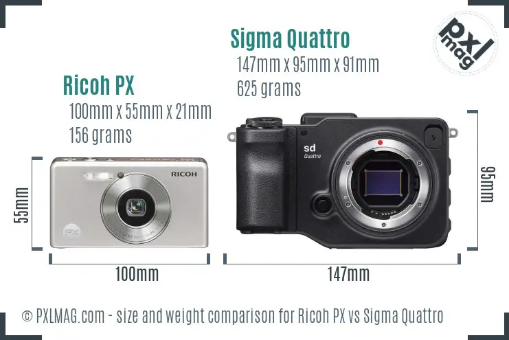 Ricoh PX vs Sigma Quattro size comparison