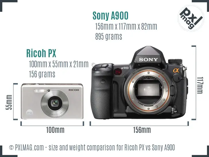 Ricoh PX vs Sony A900 size comparison Ricoh PX vs Sony A900 size comparison