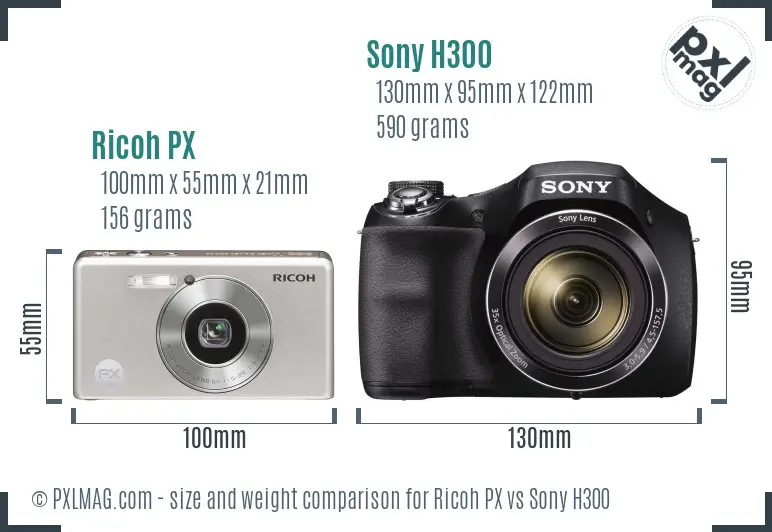 Ricoh PX vs Sony H300 size comparison