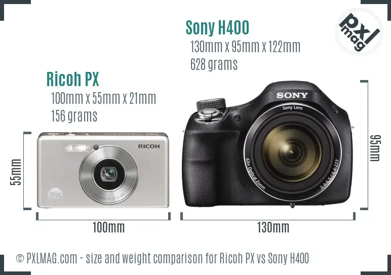 Ricoh PX vs Sony H400 size comparison