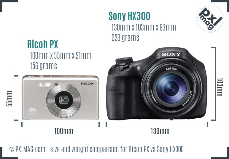 Ricoh PX vs Sony HX300 size comparison Ricoh PX vs Sony HX300 size comparison