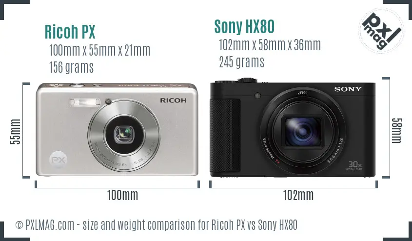 Ricoh PX vs Sony HX80 size comparison Ricoh PX vs Sony HX80 size comparison