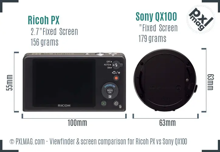 Ricoh PX vs Sony QX100 Screen and Viewfinder comparison