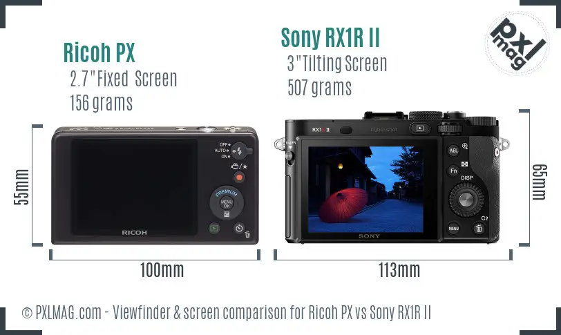 Ricoh PX vs Sony RX1R II Screen and Viewfinder comparison