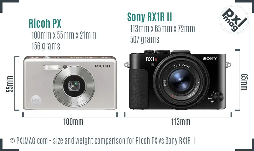 Ricoh PX vs Sony RX1R II size comparison