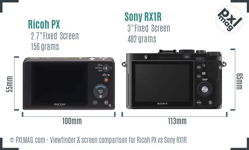 Ricoh PX vs Sony RX1R Screen and Viewfinder comparison