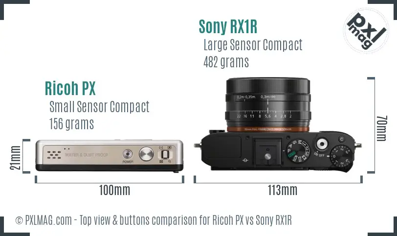 Ricoh PX vs Sony RX1R top view buttons comparison