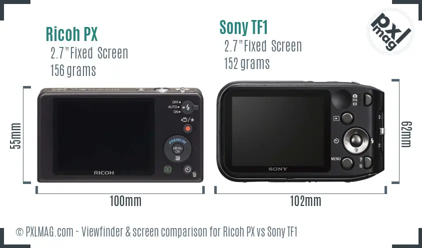 Ricoh PX vs Sony TF1 Screen and Viewfinder comparison