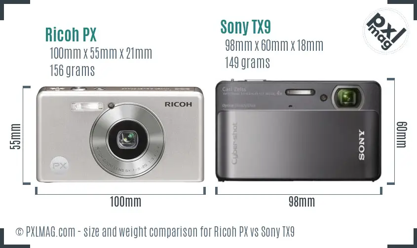 Ricoh PX vs Sony TX9 size comparison