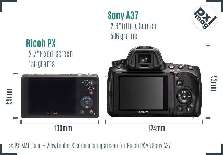 Ricoh PX vs Sony A37 Screen and Viewfinder comparison