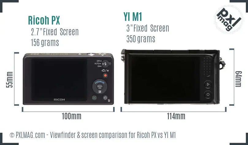 Ricoh PX vs YI M1 Screen and Viewfinder comparison