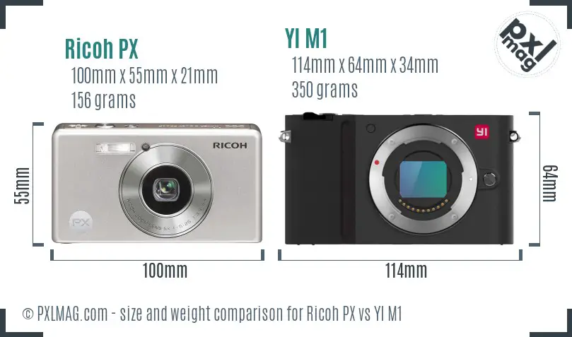 Ricoh PX vs YI M1 size comparison