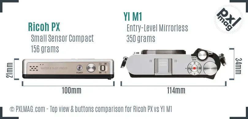 Ricoh PX vs YI M1 top view buttons comparison