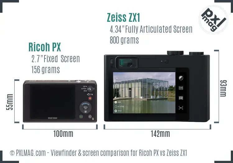 Ricoh PX vs Zeiss ZX1 Screen and Viewfinder comparison