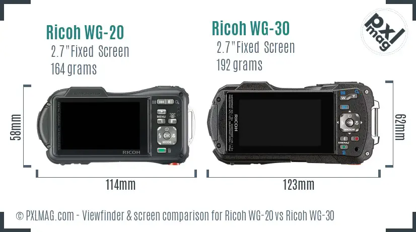 Ricoh WG-20 vs Ricoh WG-30 Screen and Viewfinder comparison