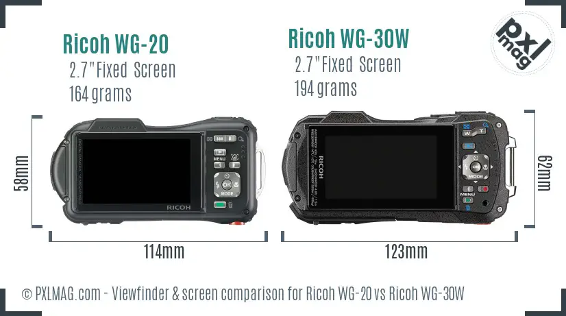 Ricoh WG-20 vs Ricoh WG-30W Screen and Viewfinder comparison