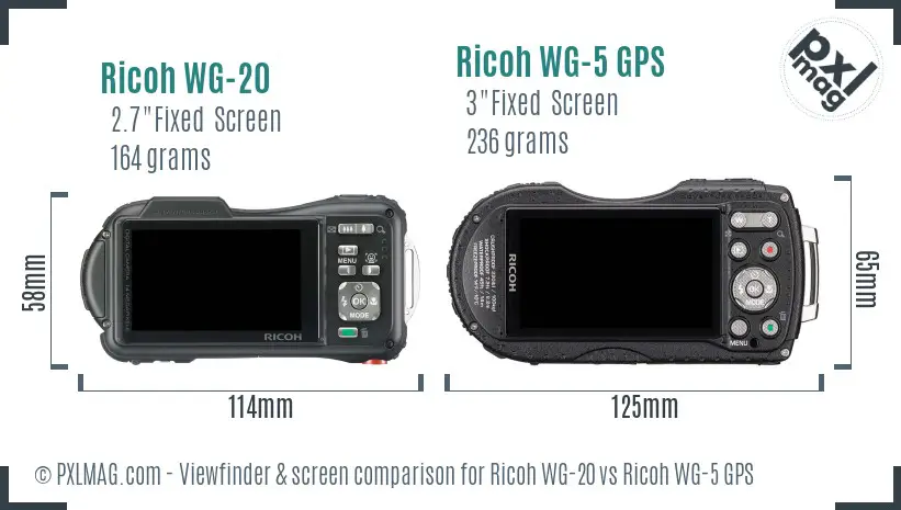 Ricoh WG-20 vs Ricoh WG-5 GPS Screen and Viewfinder comparison