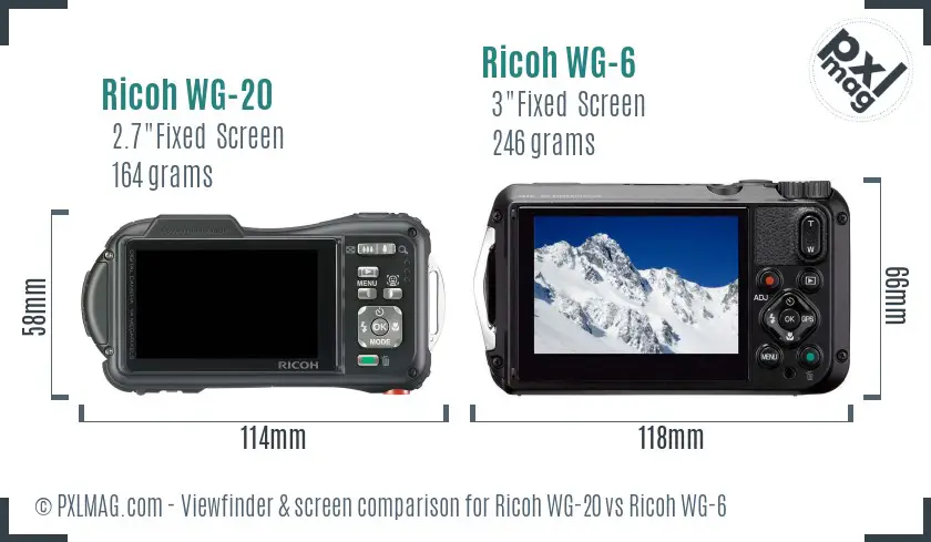 Ricoh WG-20 vs Ricoh WG-6 Screen and Viewfinder comparison