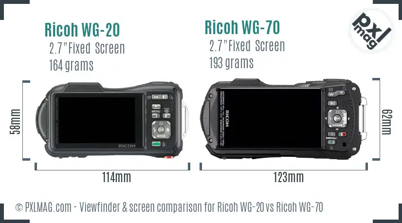 Ricoh WG-20 vs Ricoh WG-70 Screen and Viewfinder comparison